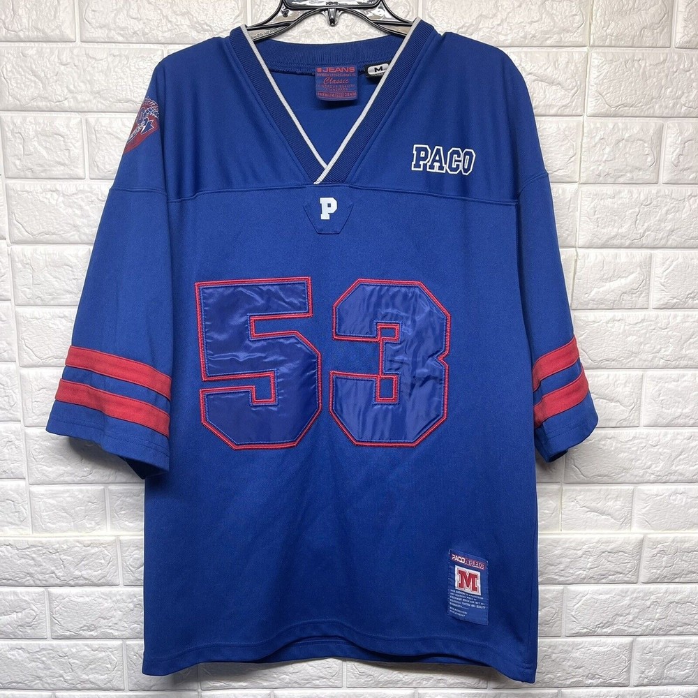 Vintage Paco Jeans Classic NFL Style Short Sleeve Jersey Men Sz Medium EUC